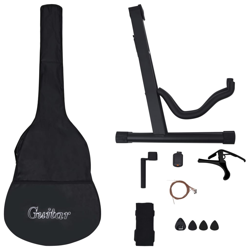12 Piece Western Acoustic Guitar Set with 6 Strings Black 38"
